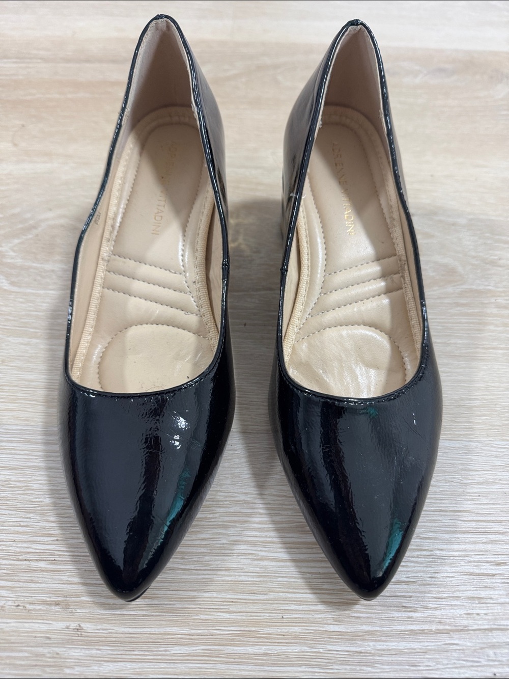 Adrienne Vittadini Black Patent Pointed-Toe Flats